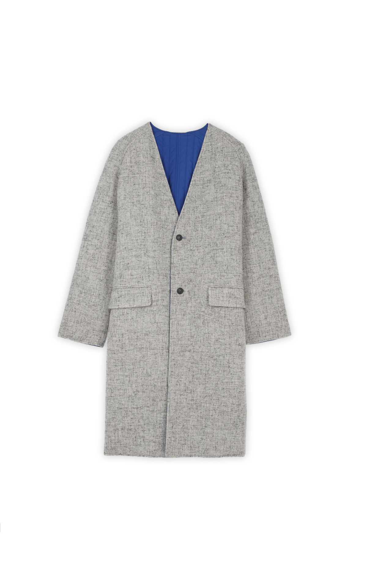 Long reversible grey/blue coat