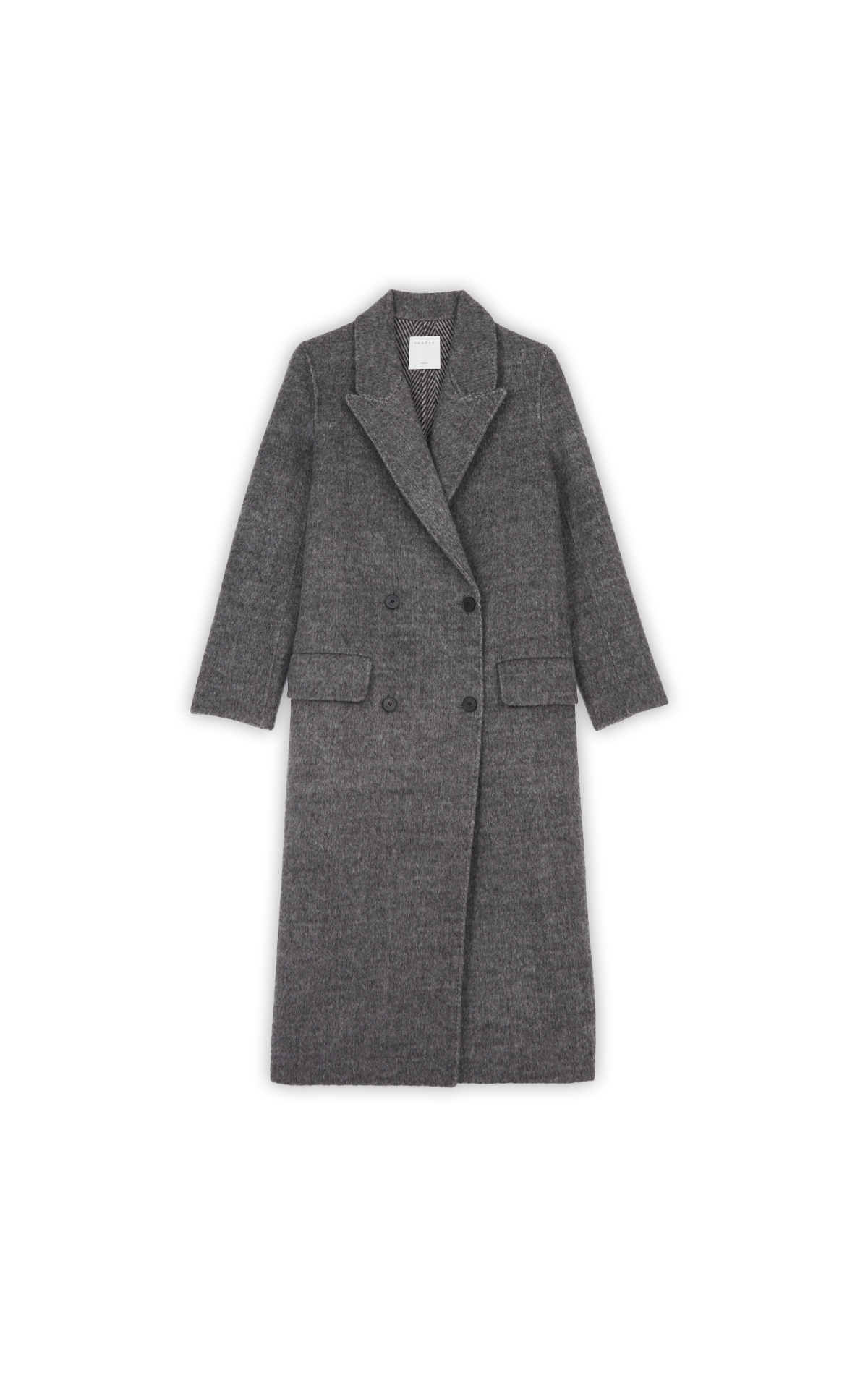 Long grey fur-textured coat*