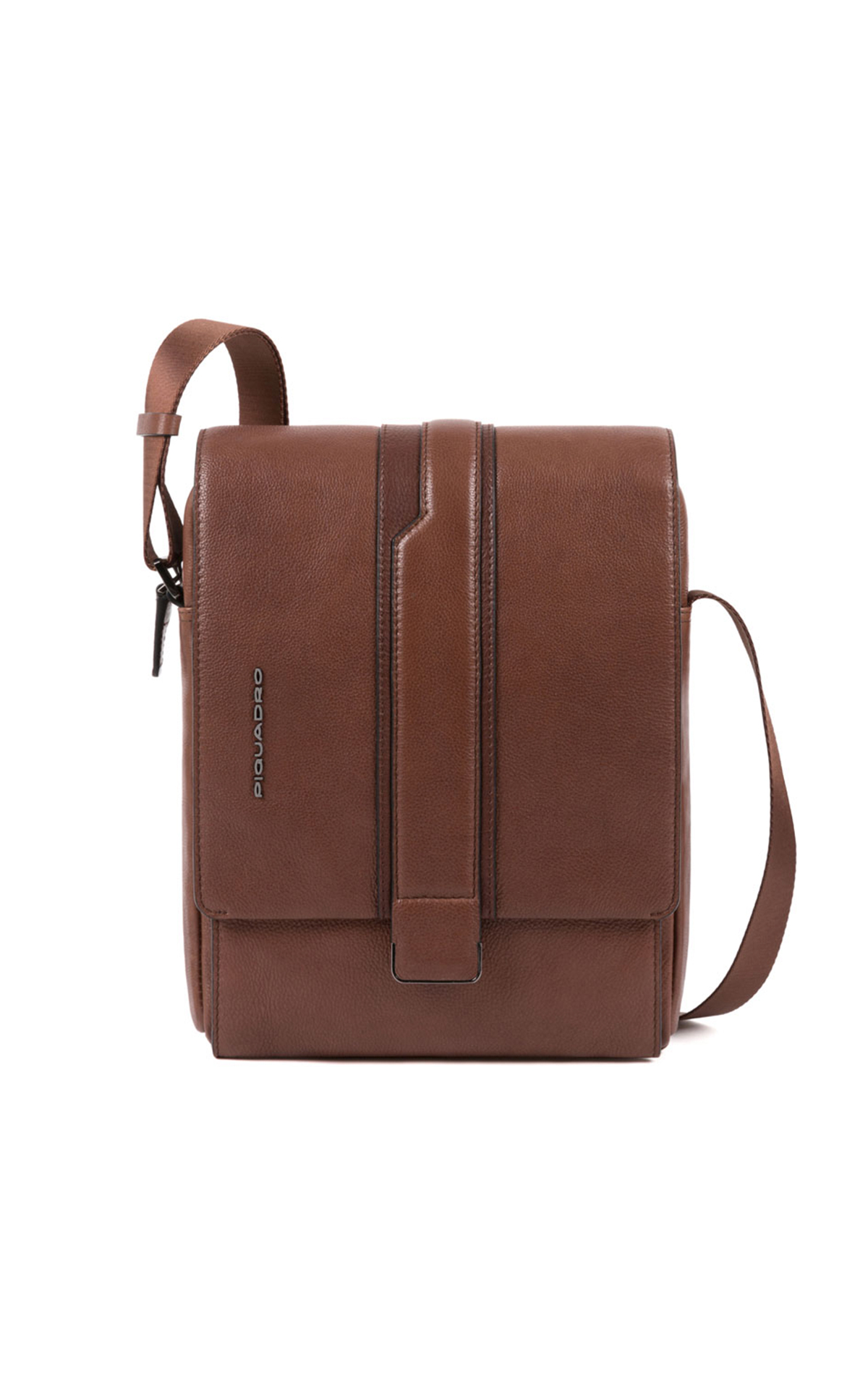 Brown leather shoulder bag for man Piquadro