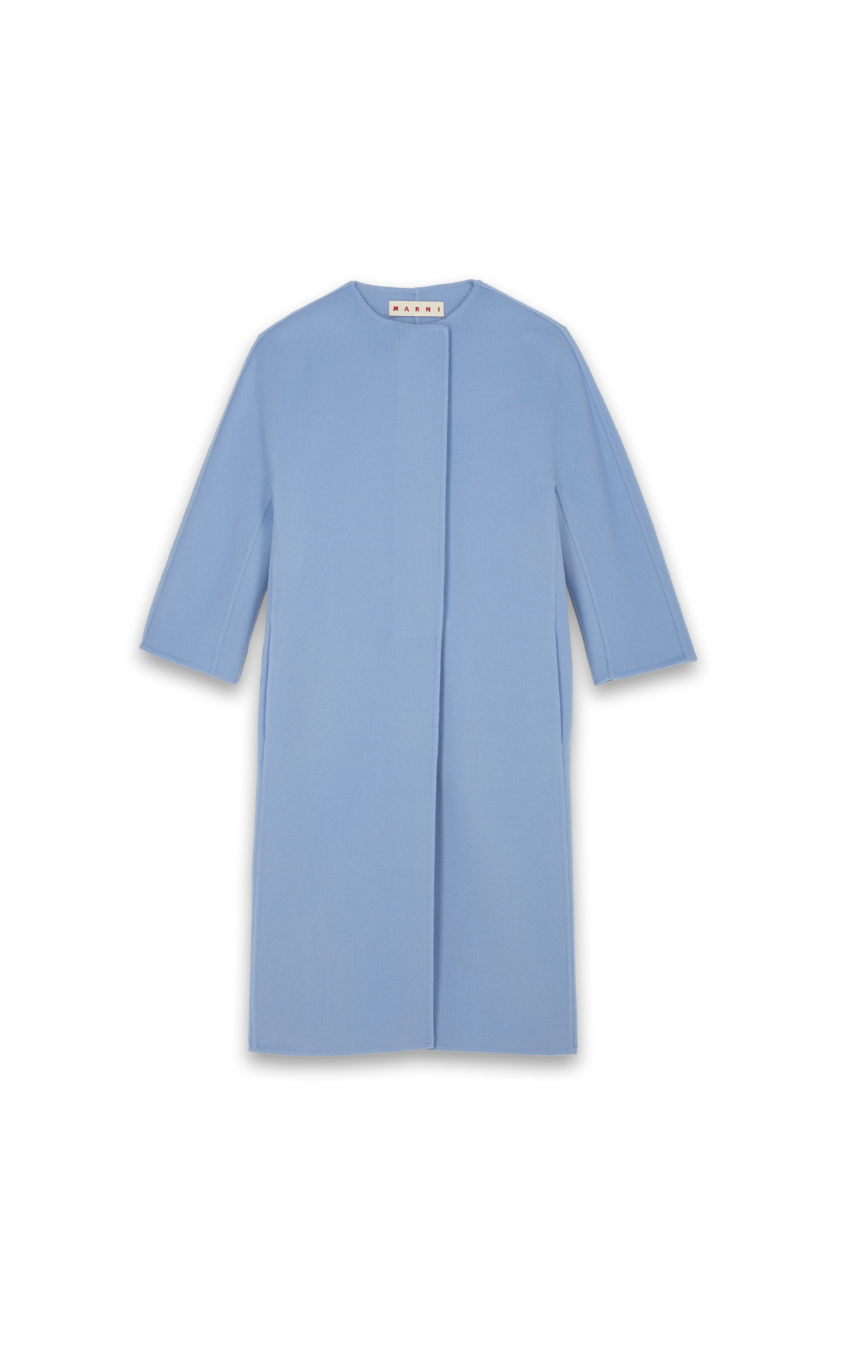Light blue three-quarter sleeve cashmere coat 