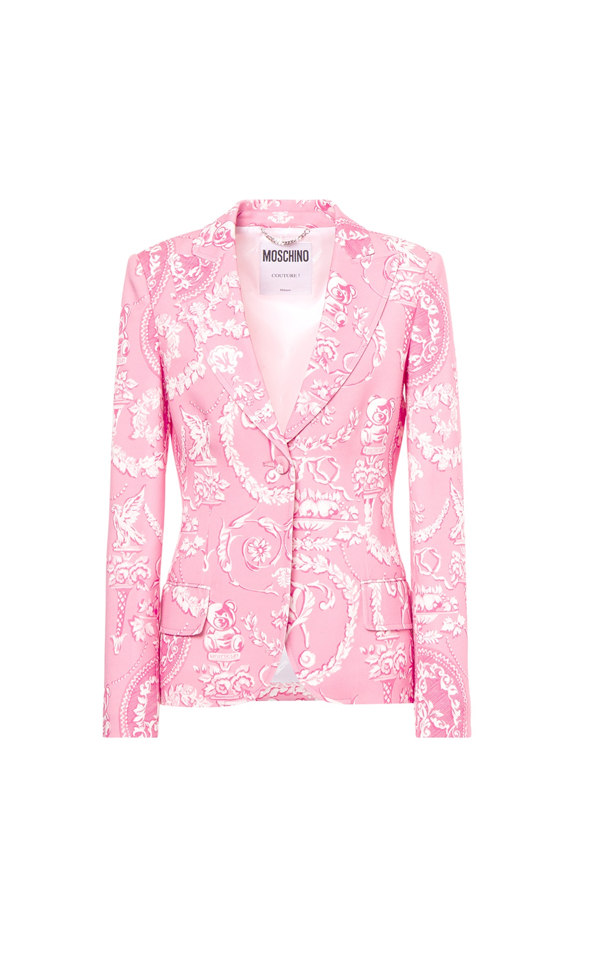 Pink printed blazer Moschino