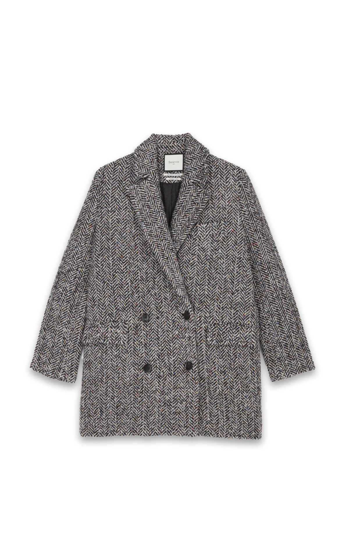 Oversized multicoloured chevron mid-length coat* 