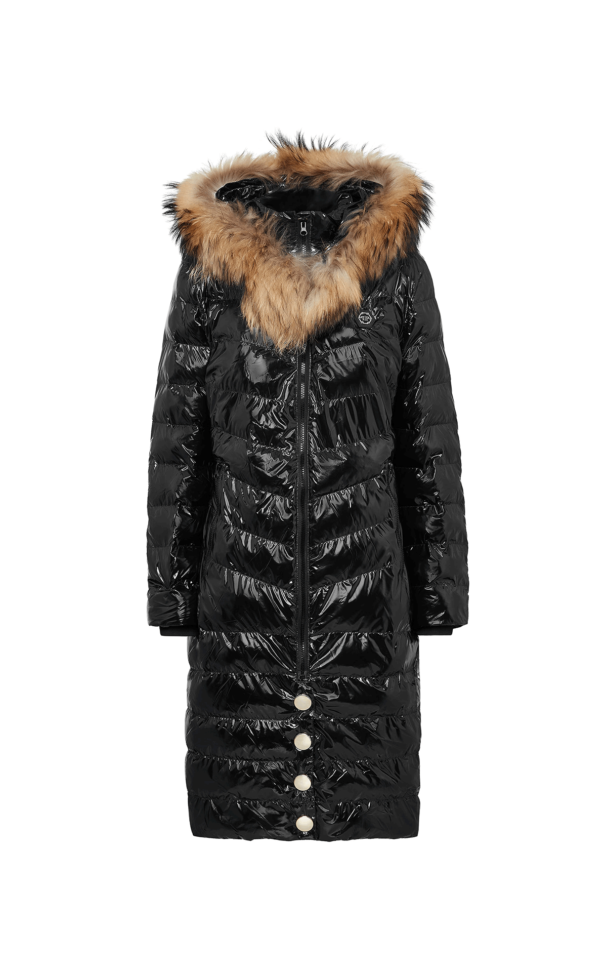 Long cherol coat with fur hood Philipp Plein