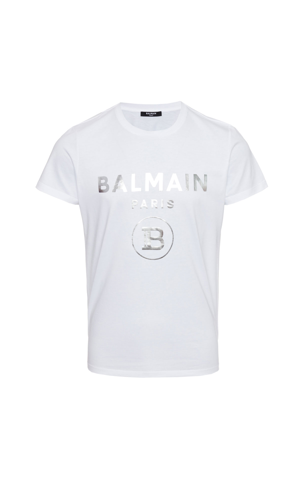 Balmain Tee with silver foil logo from Bicester Village