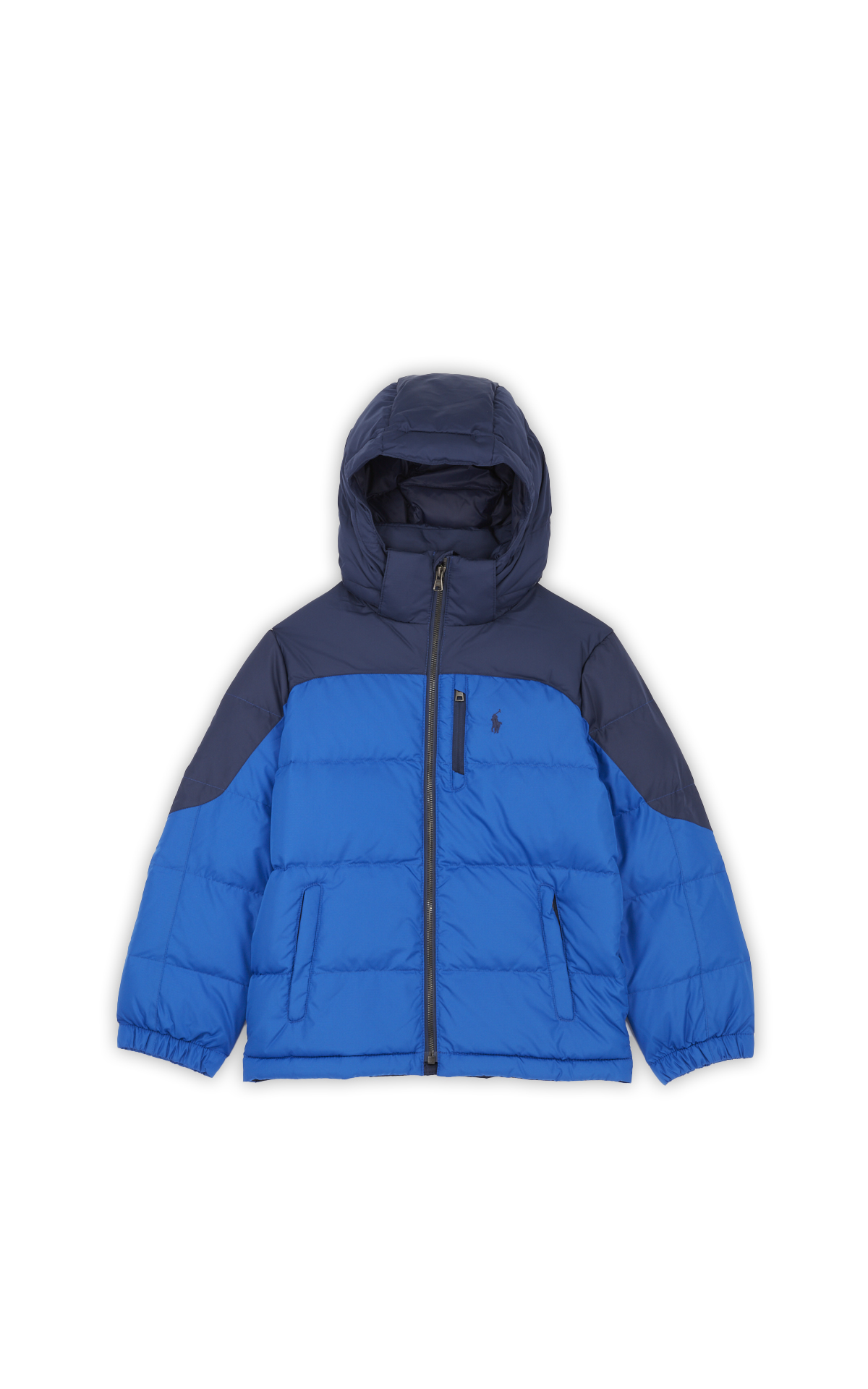 Blue quilted down jacket 