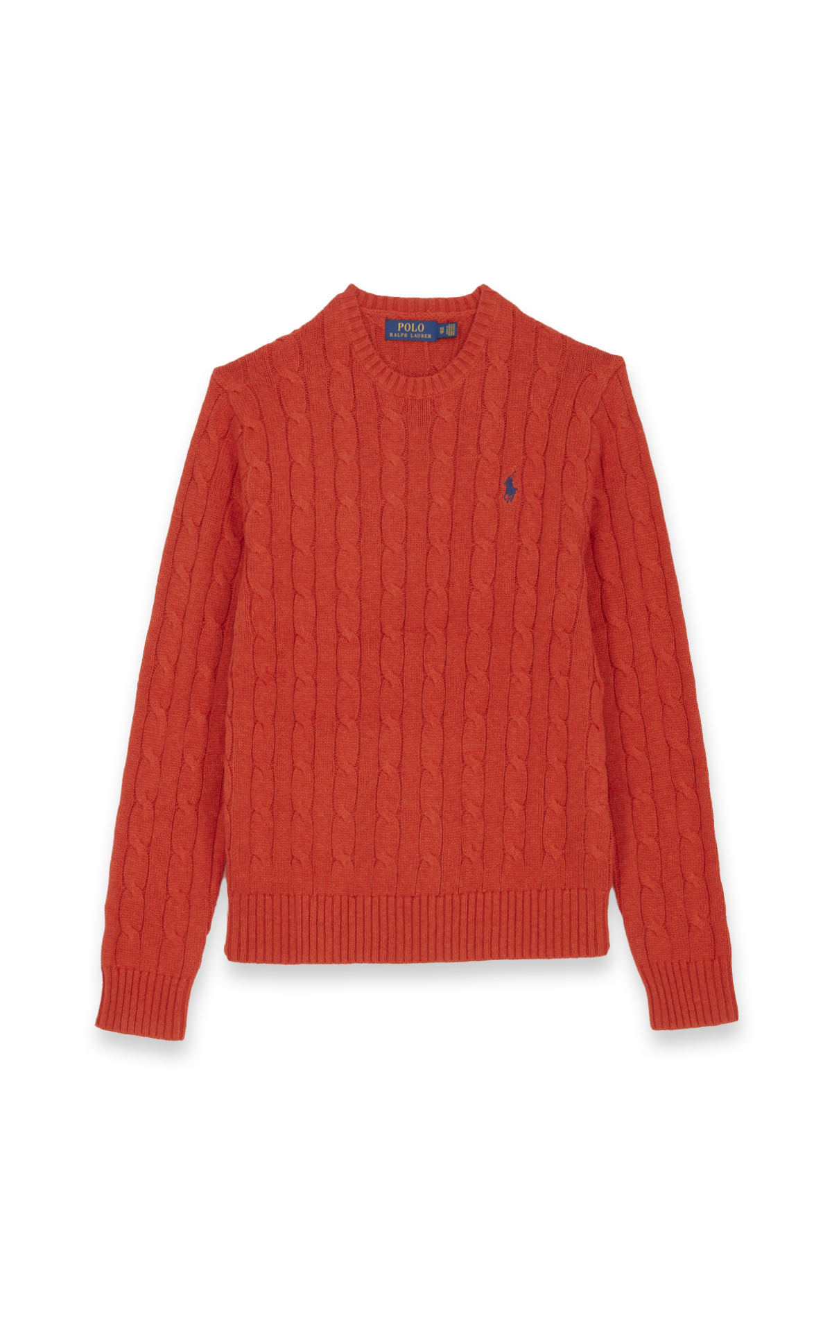 Cable-knit jumper with blue logo