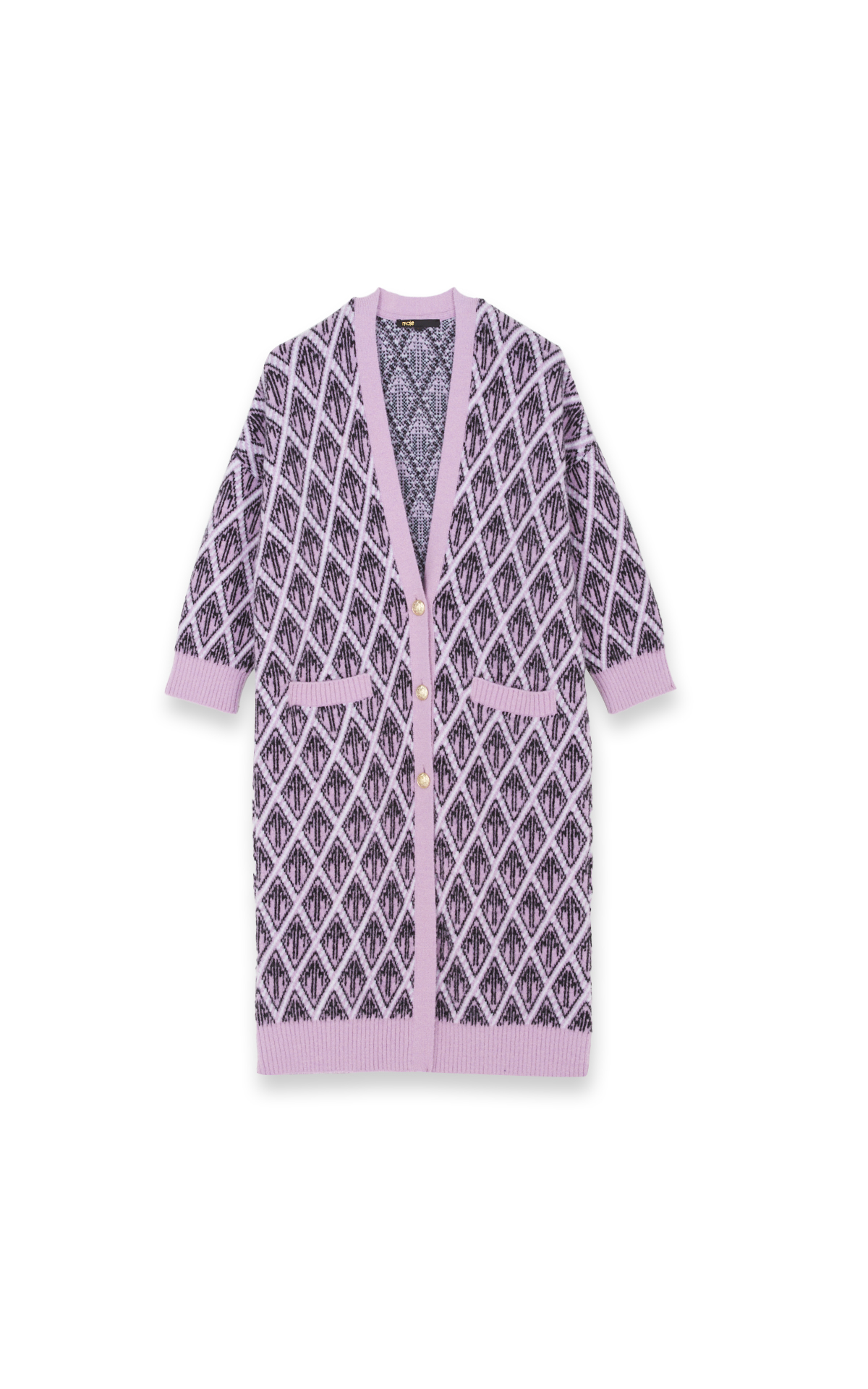Longline lilac diamond pattern cardigan*