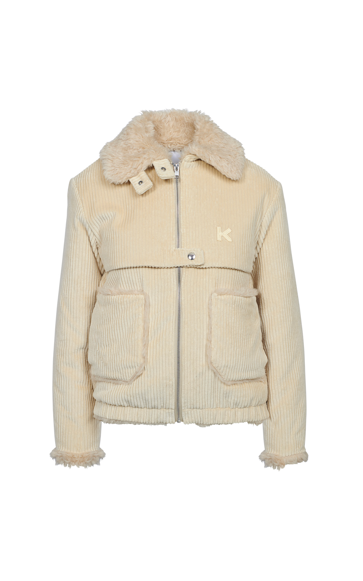 Cream jacket with furry collar Kenzo