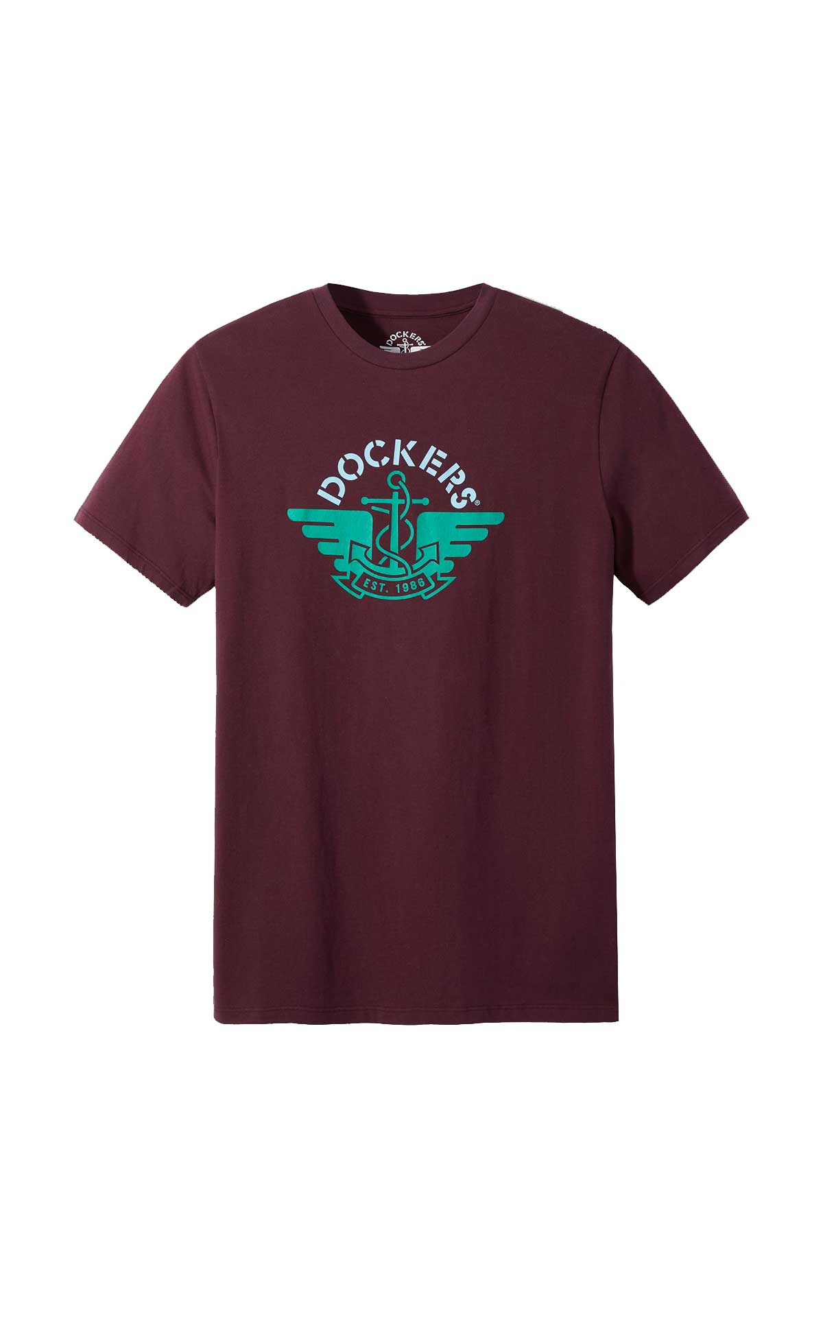 Camiseta burdeos con logo de manga corta para hombre Dockers