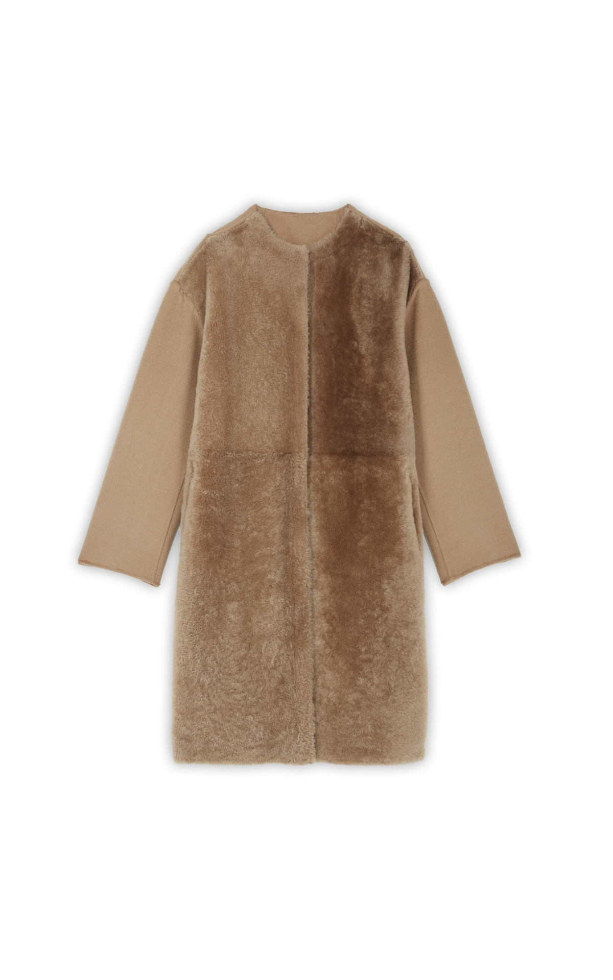 Camel coat with fur front 