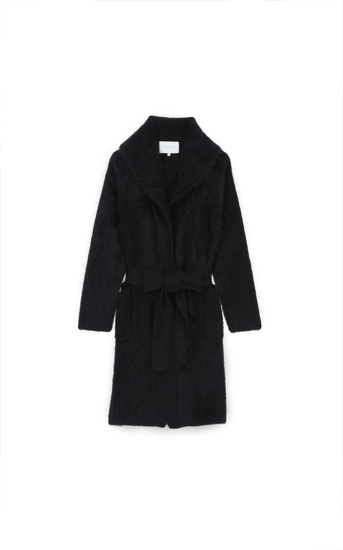 Manteau en cachemire brossé noir*