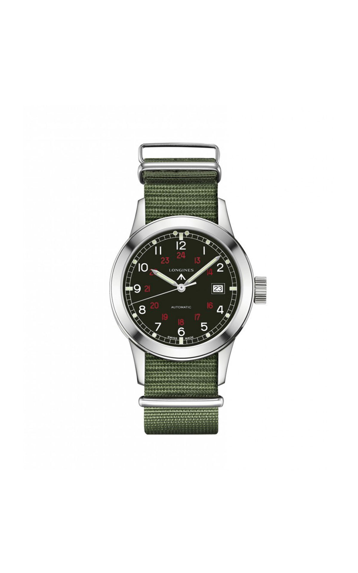 Hour Passion Longines green fabric strap watch from Bicester Village