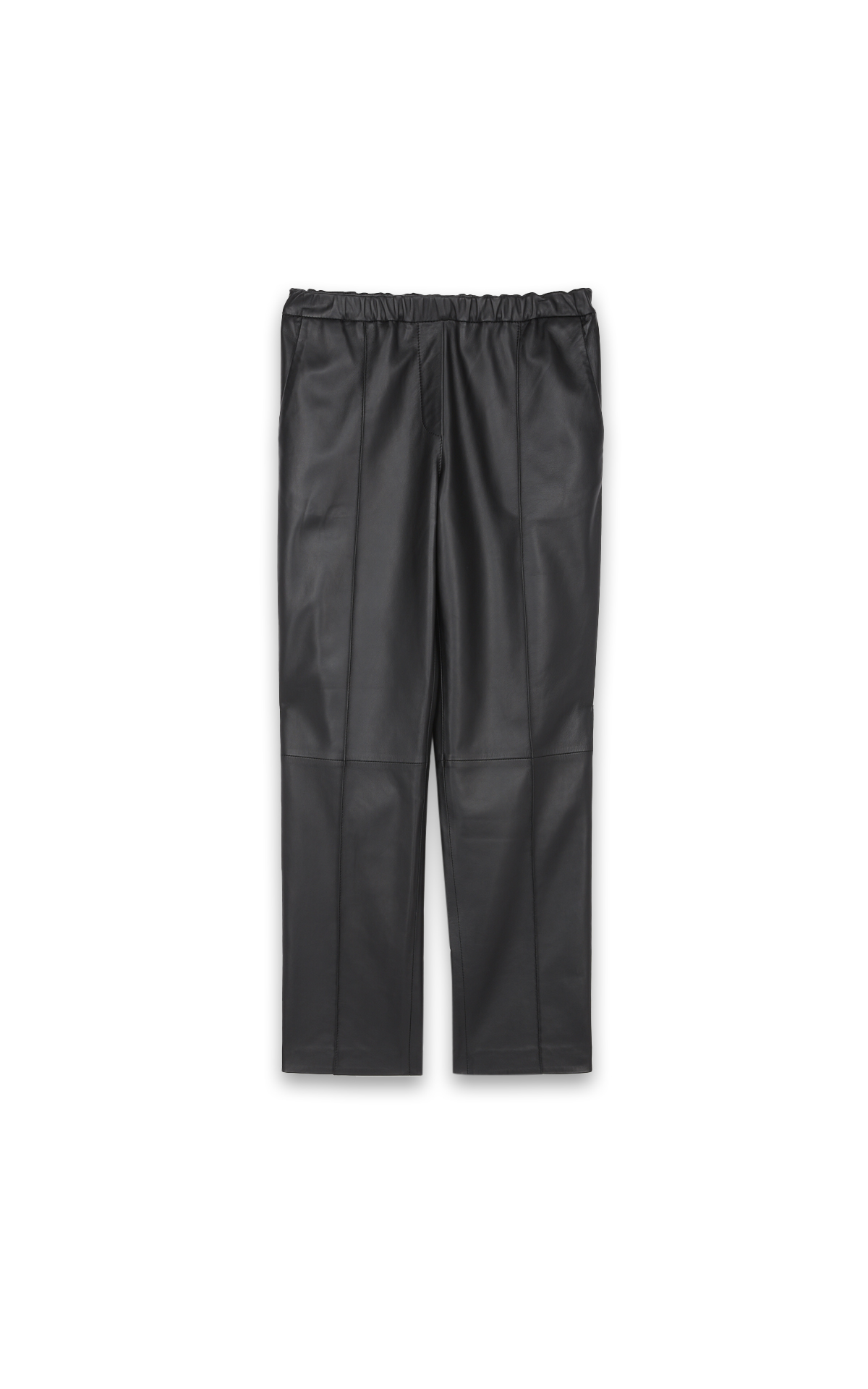 Pantalon en cuir noir coupe droite*