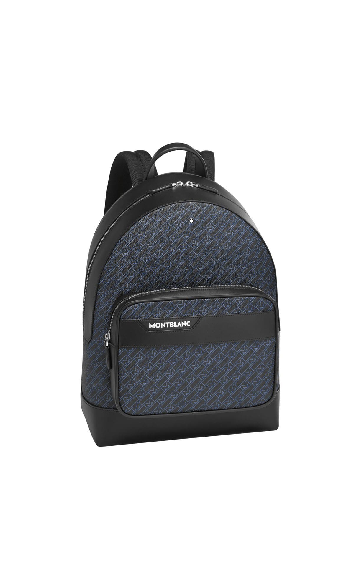 Black leather backpack with white letters Montblanc