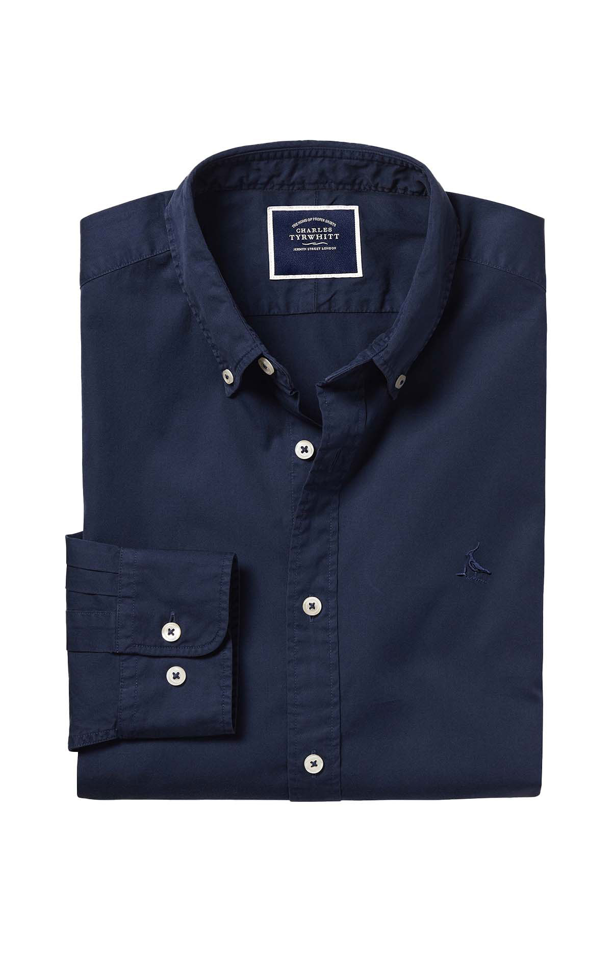 Charles Tyrwhitt Garment-dyed fine twill shirt navy from Bicester Village