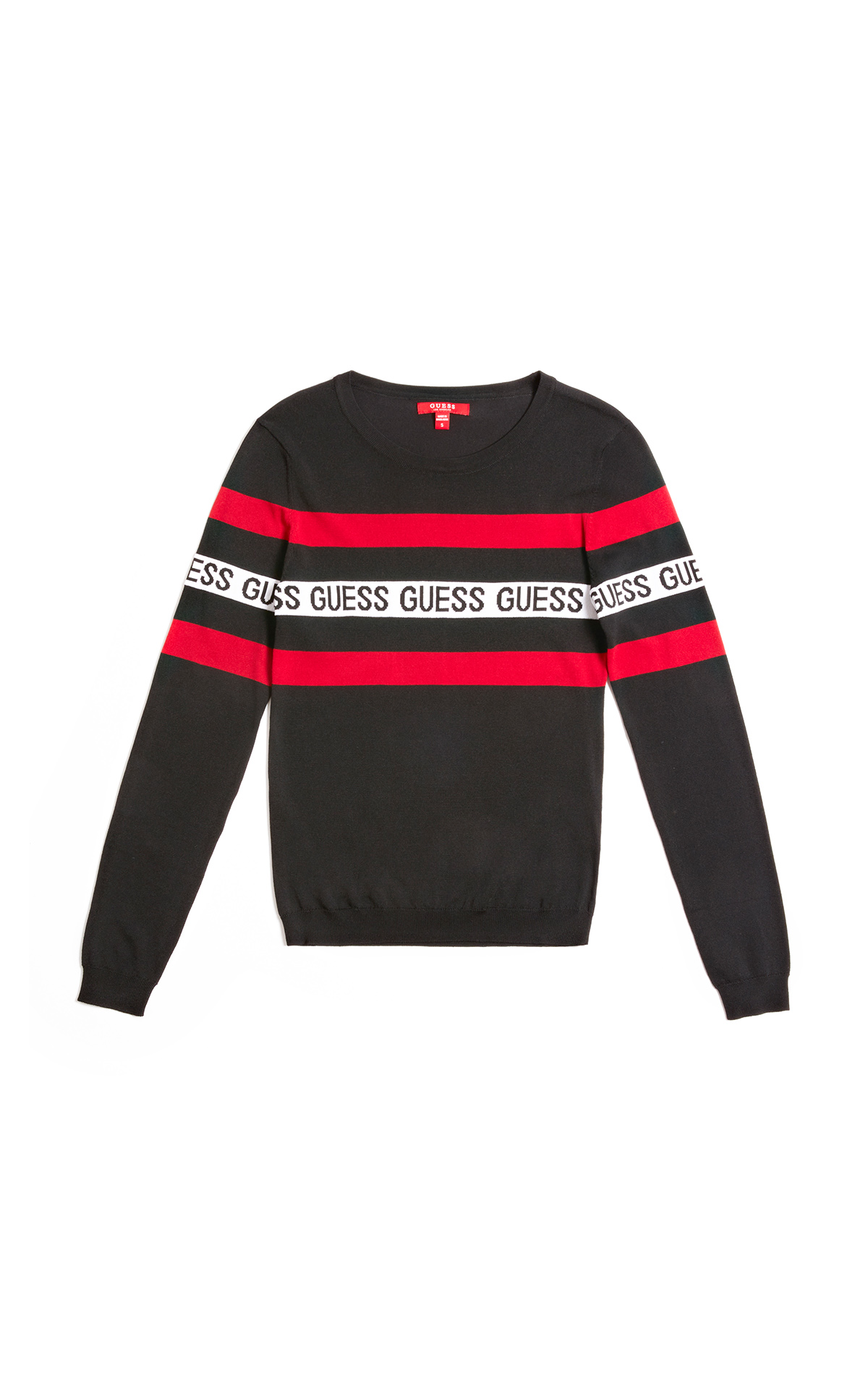 Black sweater with red stripes Guess