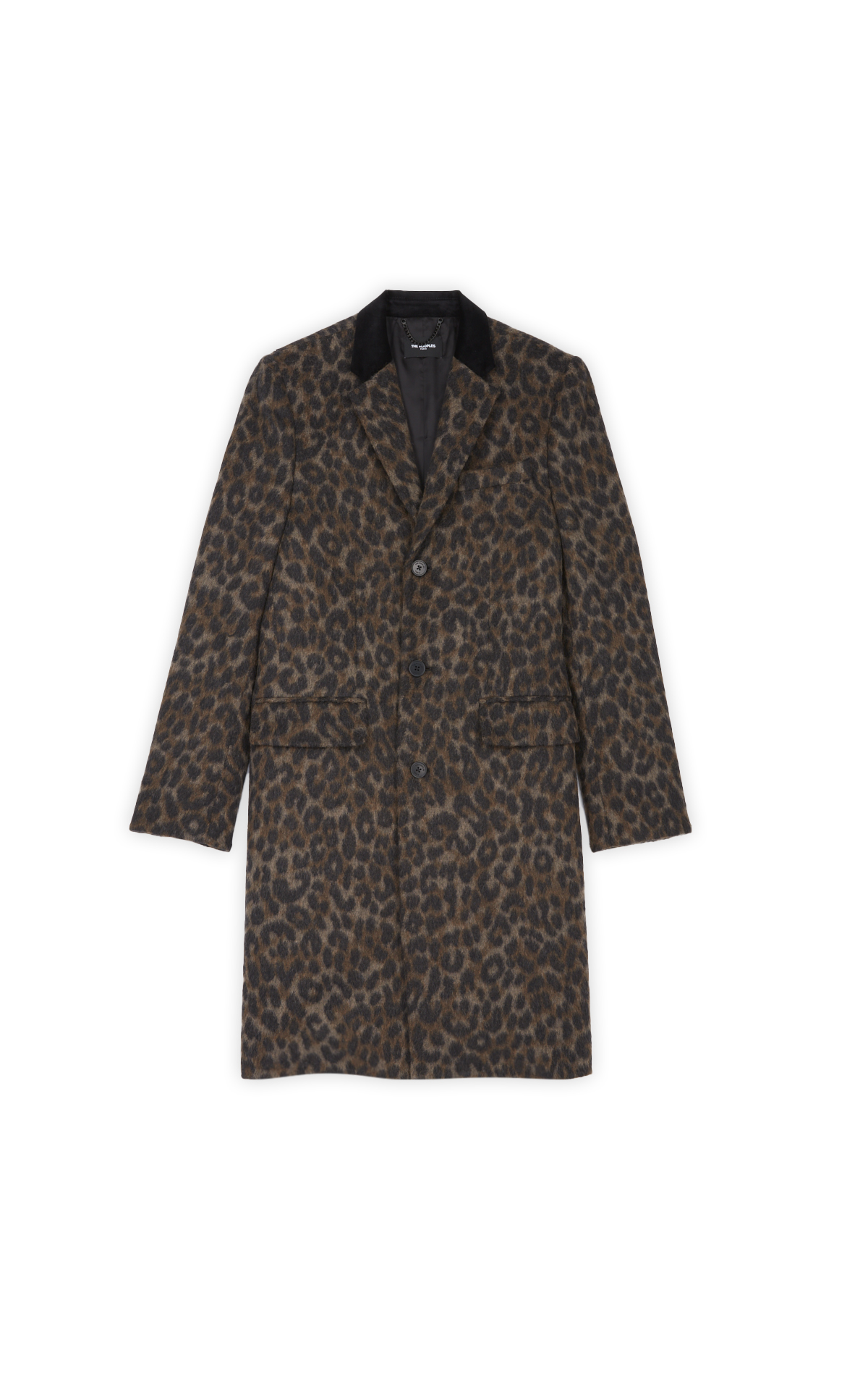 Long textured coat with leopard print*