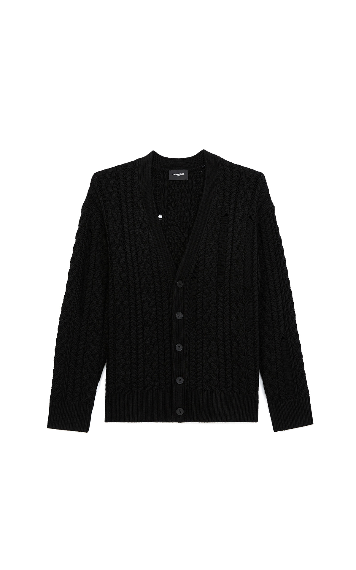 The Kooples Black cardigan in wool with cable detail La Vallée Village