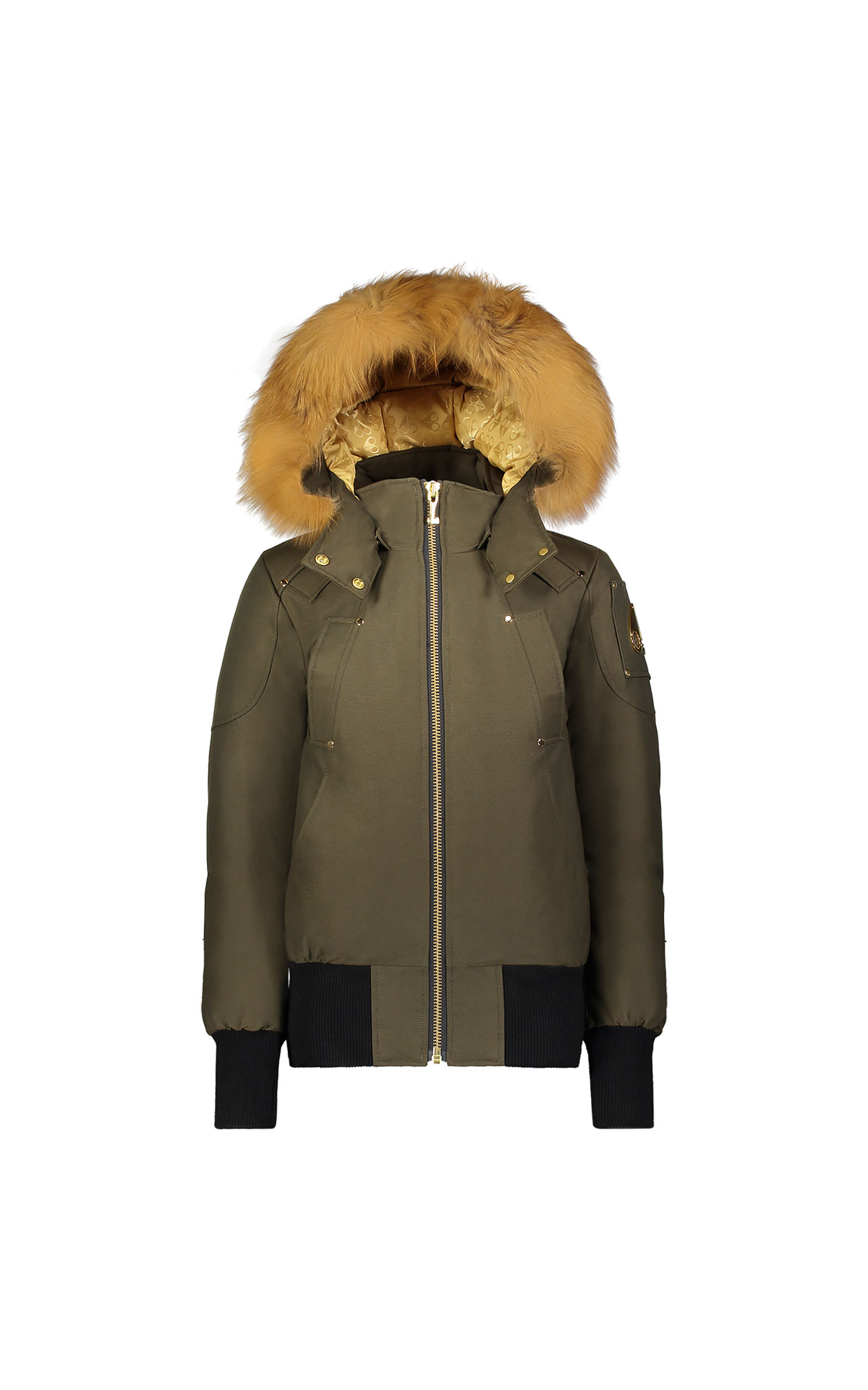 Moose Knuckles Saint flavie bomber army and gold womens from Bicester Village