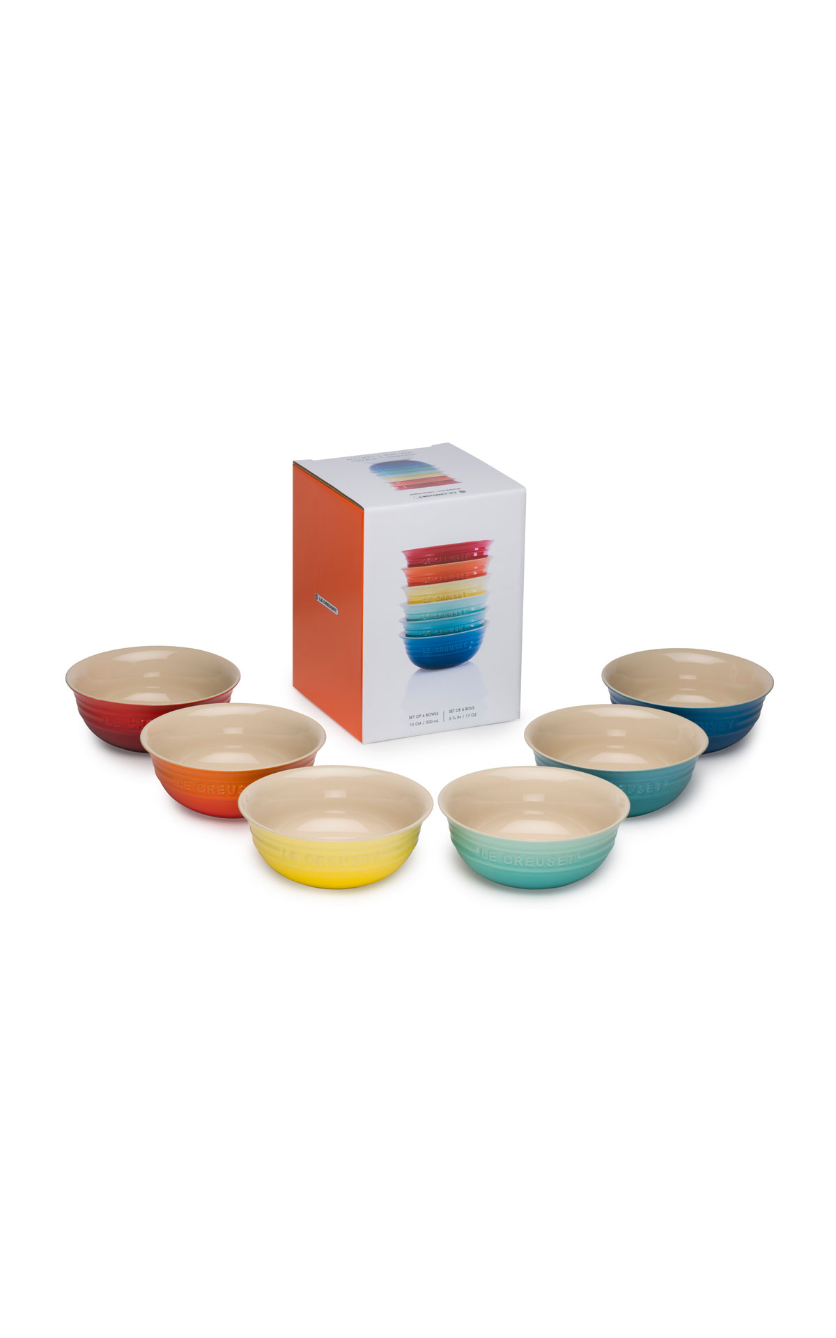 Le Creuset Set of 6 cereal bowls rainbow from Bicester Village