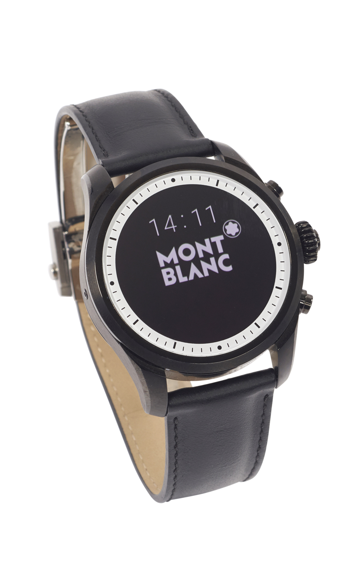 Black leather watch Montblanc