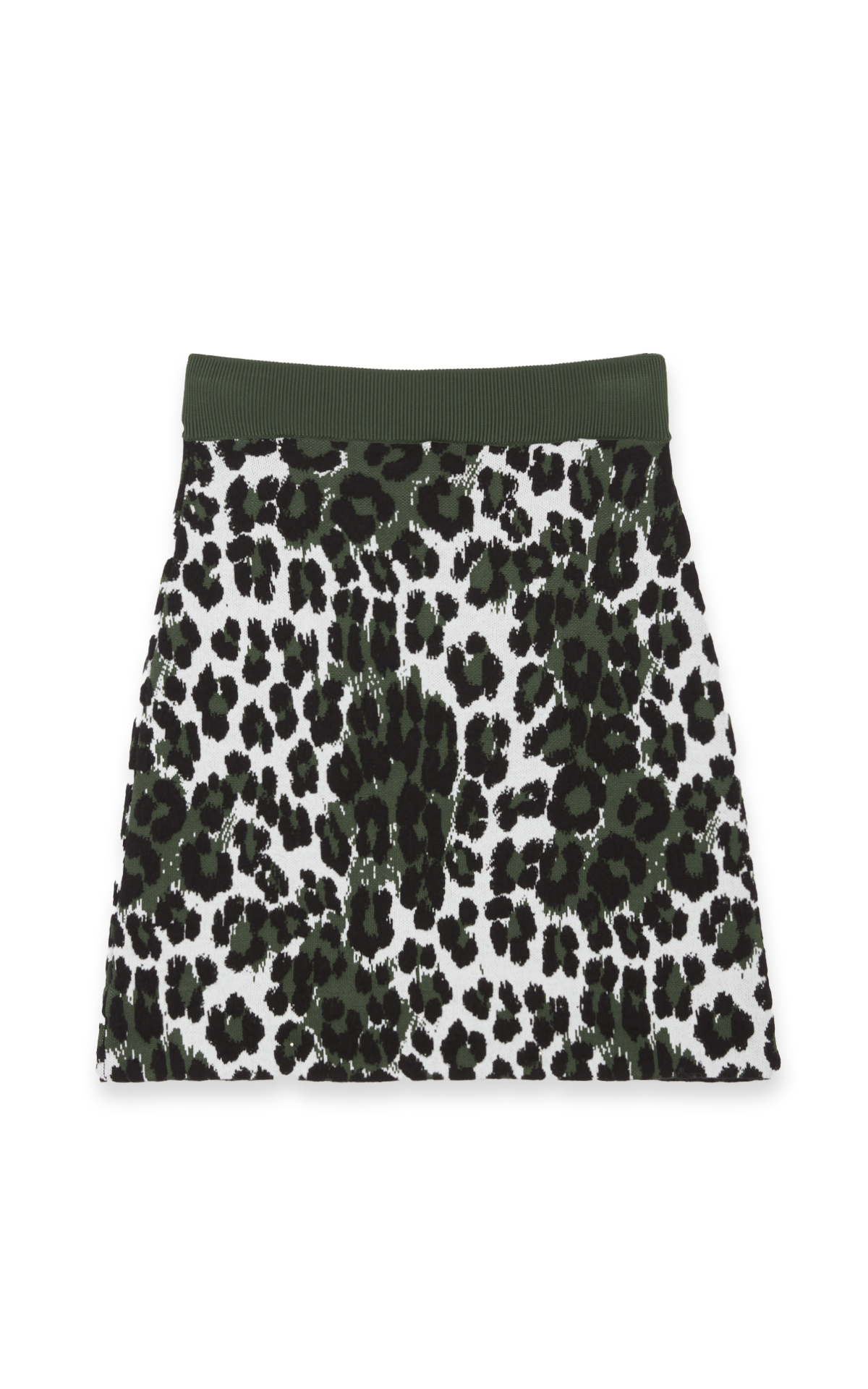 Green leopard print knitted skirt