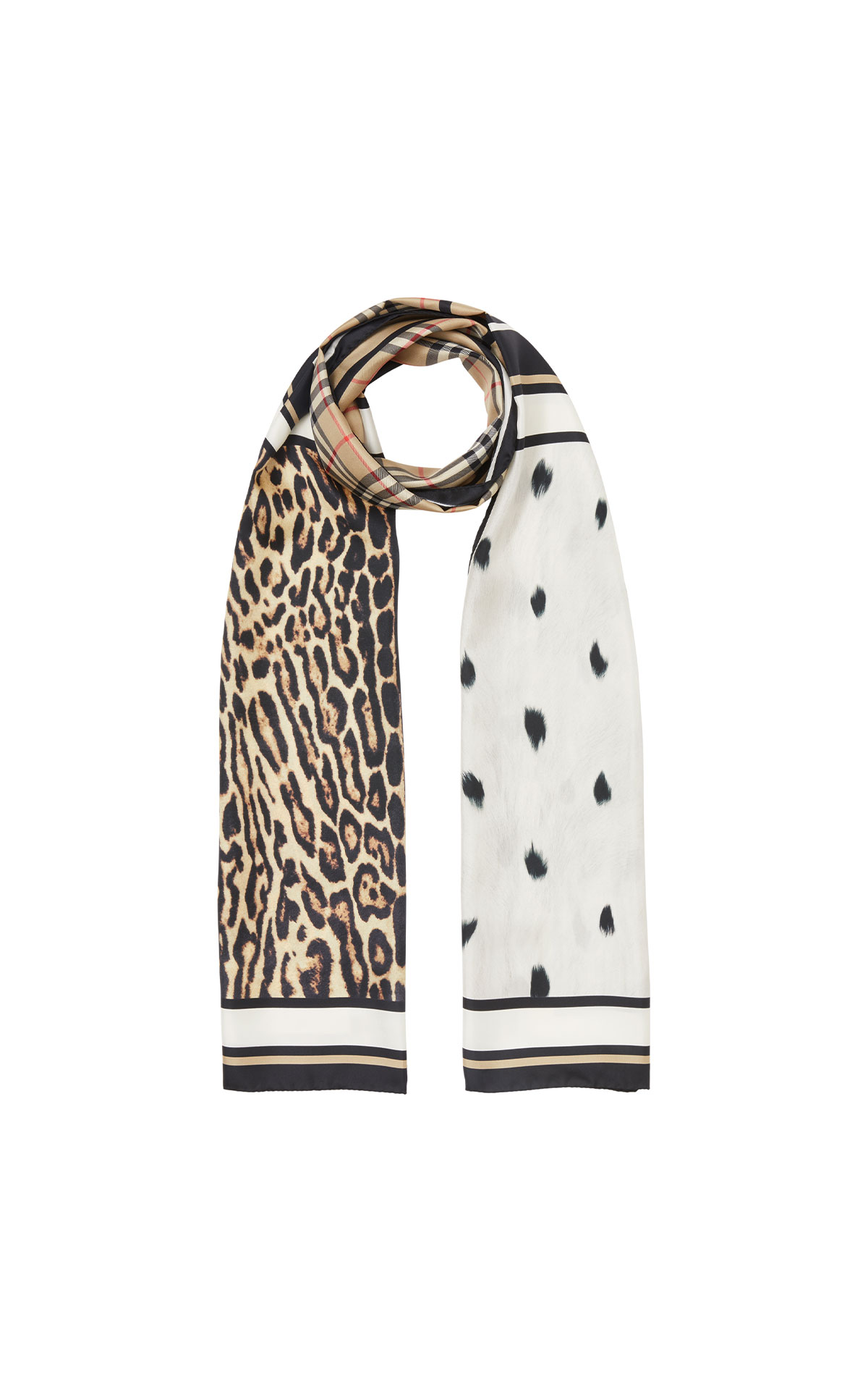 Burberry Vintage check and animal print silk scarf from Bicester Village